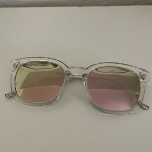 Clear Frame Sunglasses with Pink Gradient Lenses